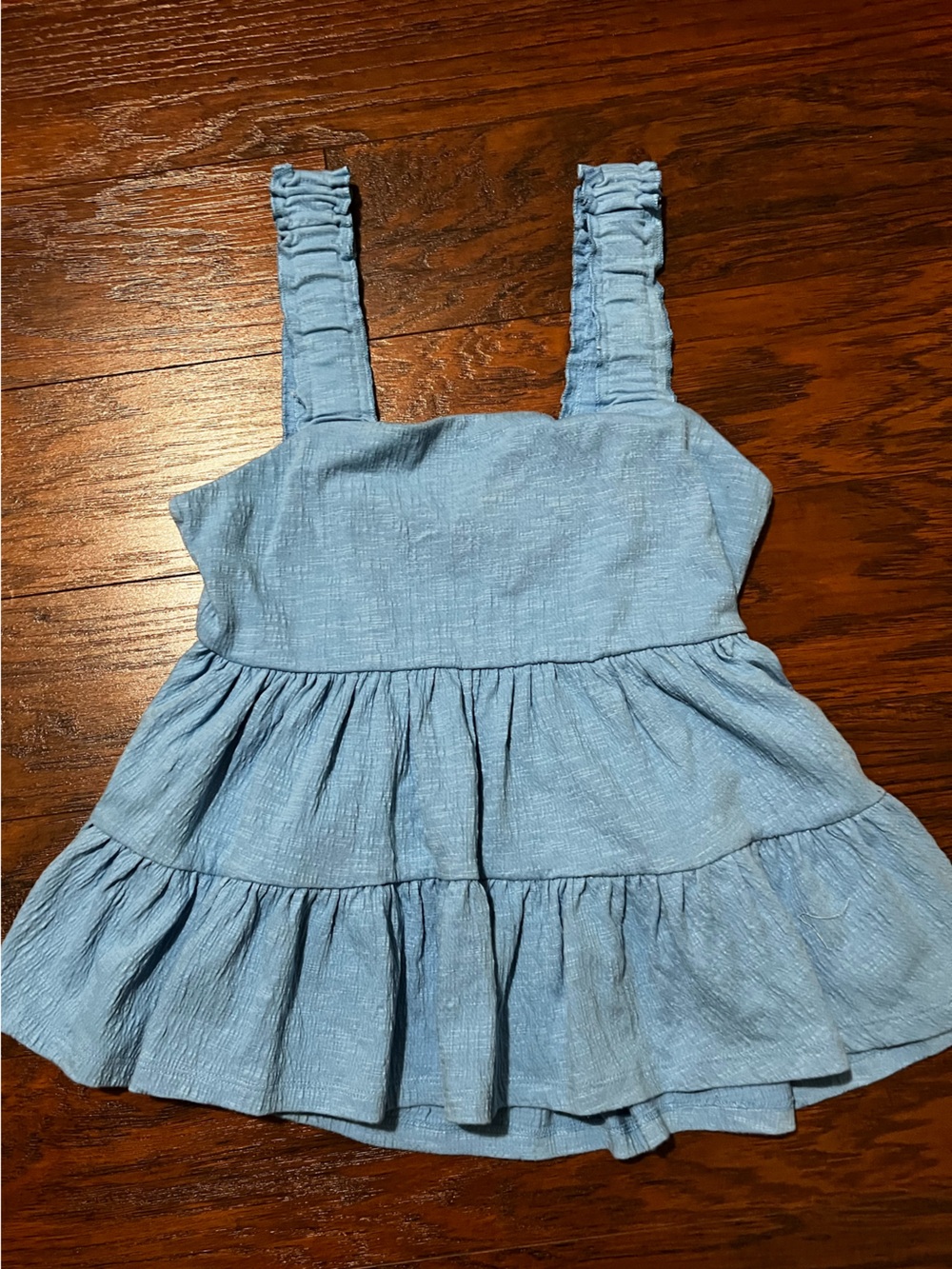 SO Blue Textured Flowy top with Smocked Straps